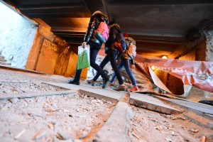 Ремонтирующейся подземный переход под Новослободской улицей