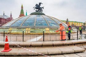 Фонтаны на «Манеже» подготовили к зиме. Фото: пресс-служба комплекса городского хозяйства Москвы