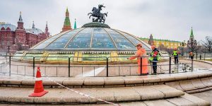 Фонтаны на «Манеже» подготовили к зиме. Фото: пресс-служба комплекса городского хозяйства Москвы